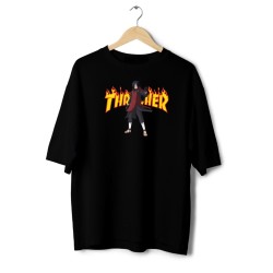 Anime Oversized T-Shirt – Madara Uchiha x Thrasher Fire Graphic | ANIM3FITS